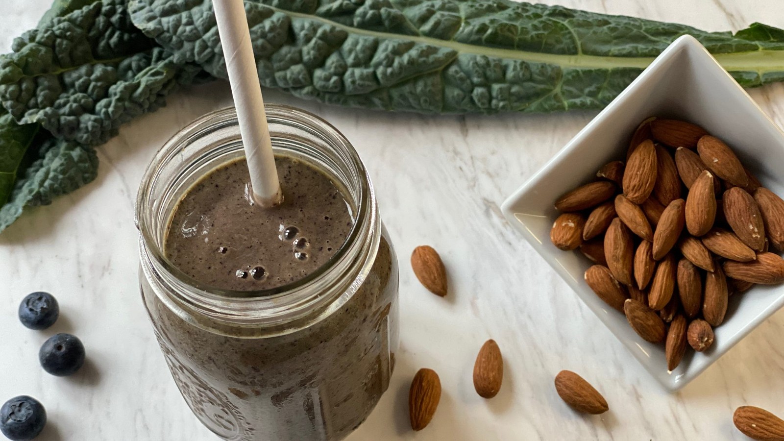 Image of Kale, Blueberry and Almond Butter Smoothie