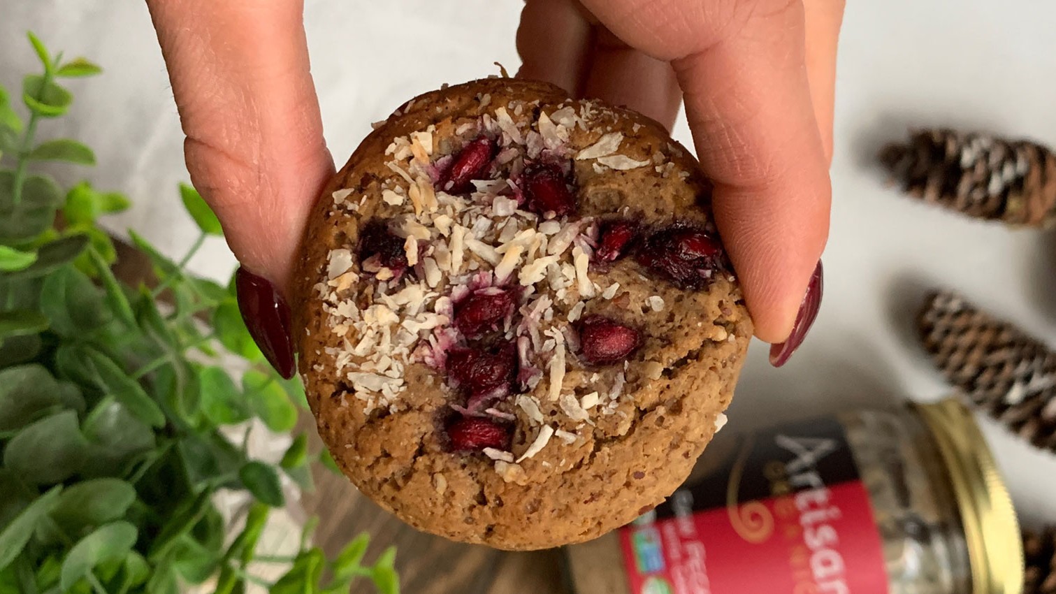 Image of Coconut Pomegranate Pecan Cookies | Vegan, Gluten-Free