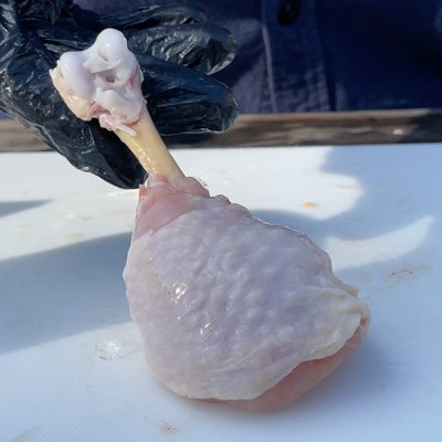Image of Using a sharp knife cut around the bone about an...