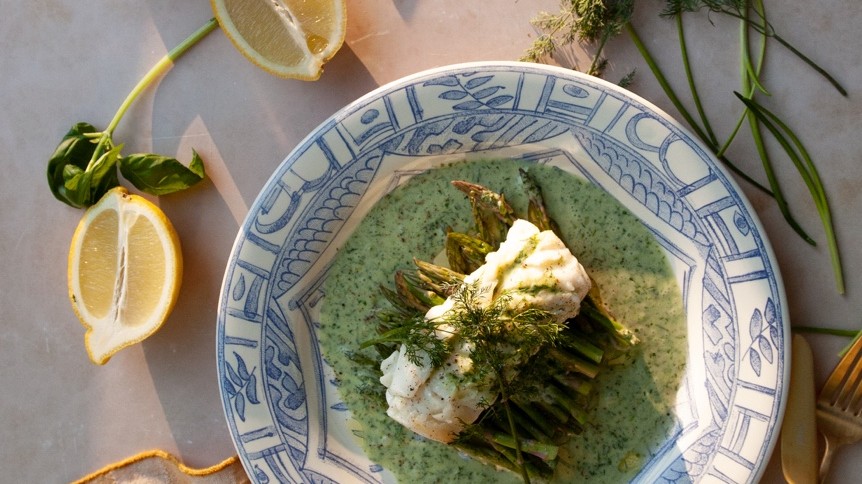 Kabeljauw met Green Goddess saus