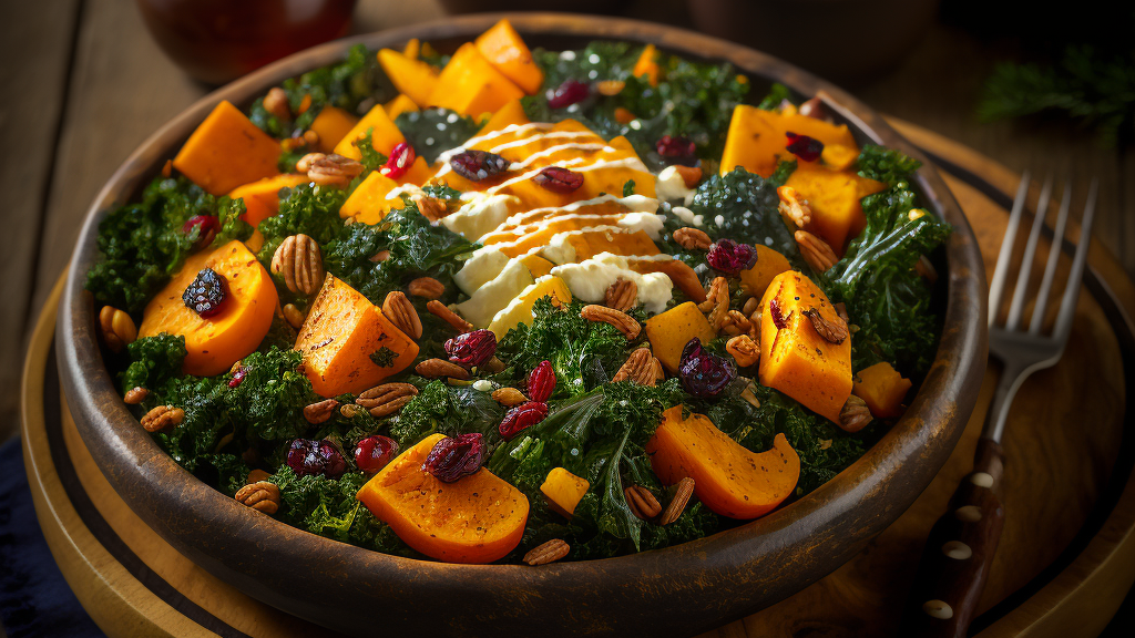 Image of Harvest Salad with Roasted Butternut Squash and Kale