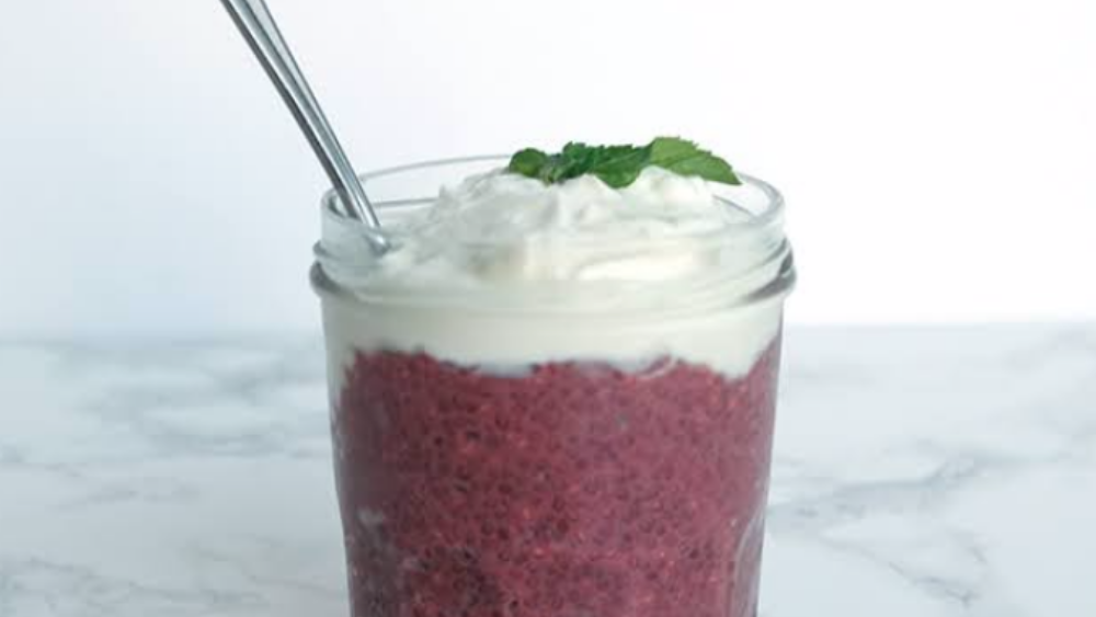 Image of Pomegranate-Raspberry Chia Pudding (Vegan, Dairy-Free)