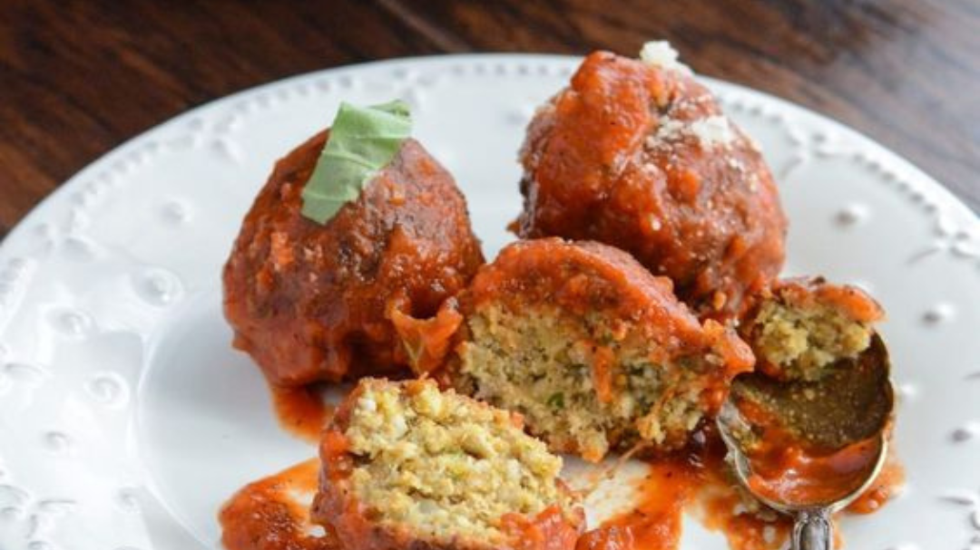 Image of Eggplant Meatballs with Spicy Cayenne Marinara Sauce