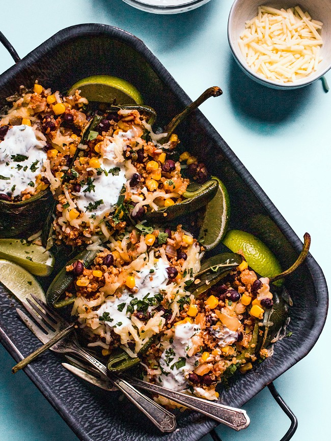 Image of Cheesy Stuffed Poblano Peppers with Quinoa