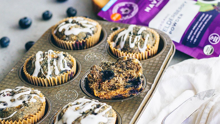 Image of Blueberry Banana Elderberry Muffins Recipe