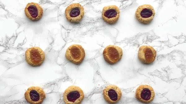 Image of Raspberry & Apricot Jam Almond Thumbprint Cookies