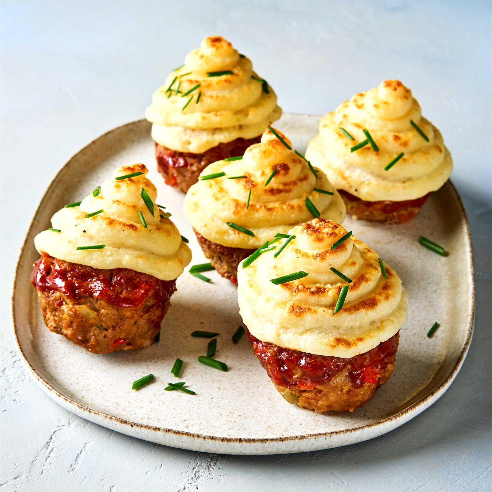 Image of Meatloaf and Mashed Potato Cupcakes with BBQ Glaze