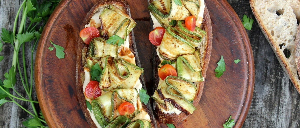 Zucchini, Feta and Black Garlic Sandwich