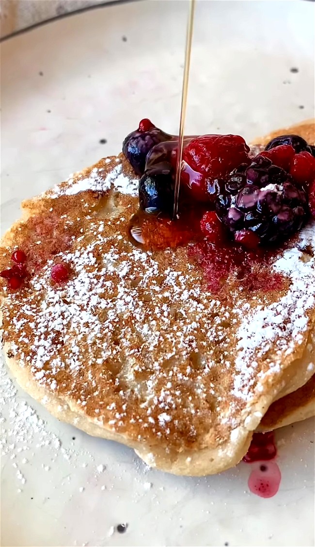 Image of Frosted Vanilla Cake Protein Pancakes