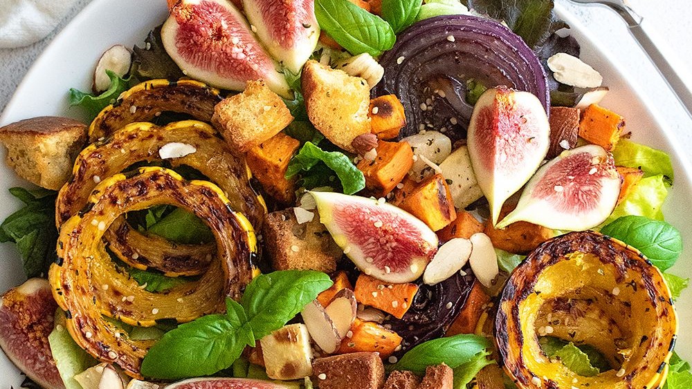 Image of Fall Roasted Vegetable Salad with Creamy Pumpkin Dressing