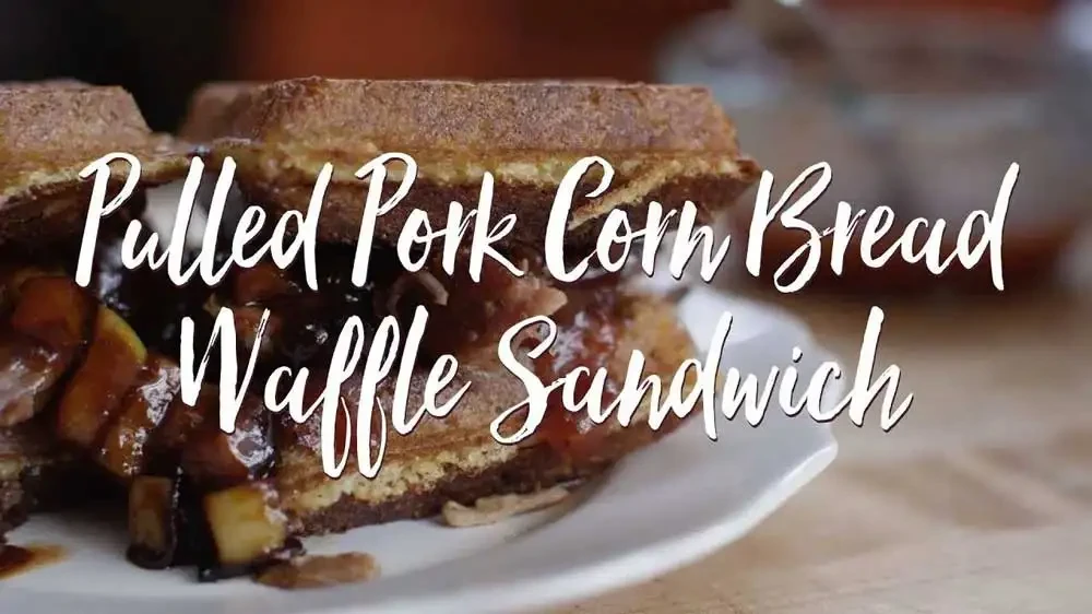 Image of Pulled Pork Cornbread Waffle Sandwich