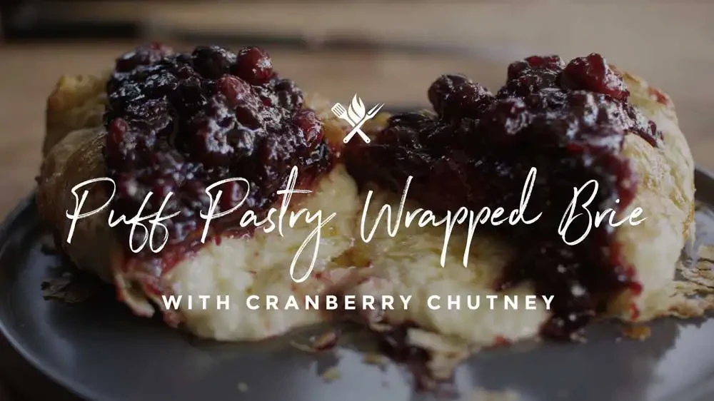 Image of Puff Pastry Wrapped Brie with Cranberry Chutney