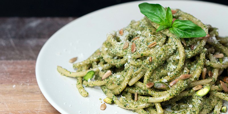 Kale and Spinach Pesto Pasta Recipe