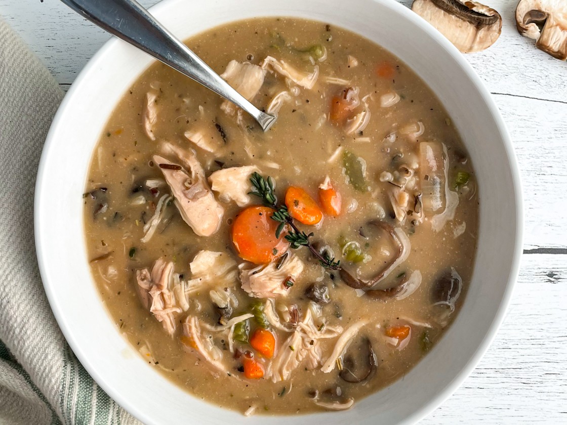 Healthy Chicken Wild Rice Soup (no cream) - Bowl of Delicious