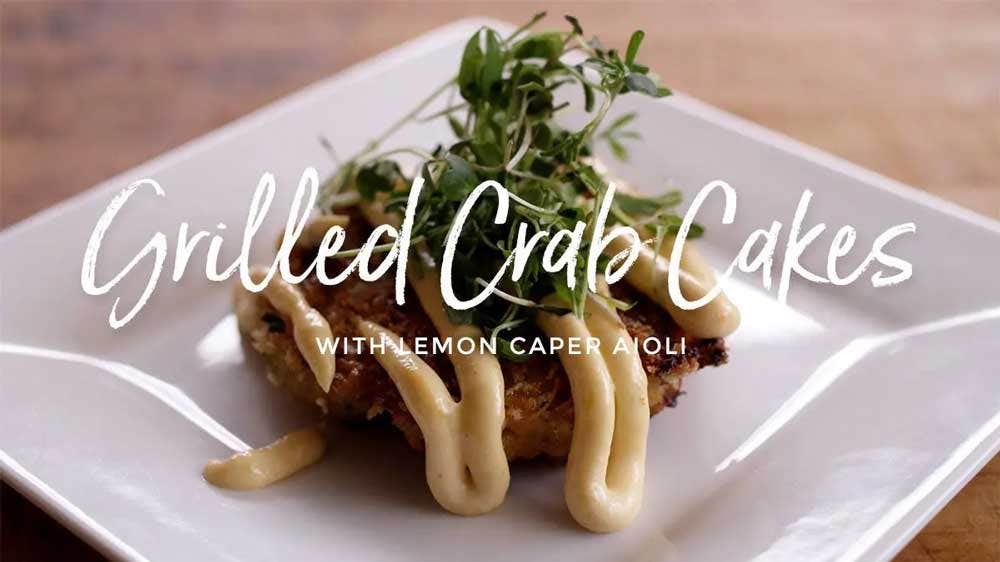 Image of Grilled Crab Cakes with Lemon Caper Aioli