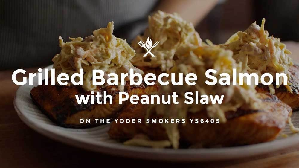 Image of Grilled Barbecue Salmon with Peanut Slaw