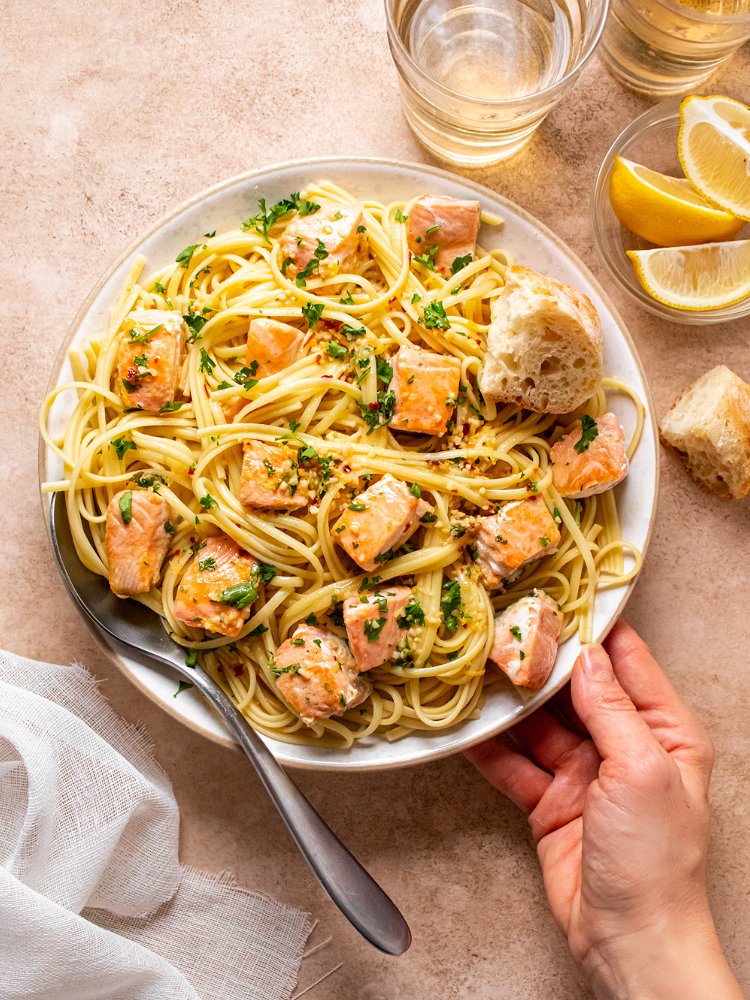 Image of Serve salmon scampi hot on its own or over rice,...