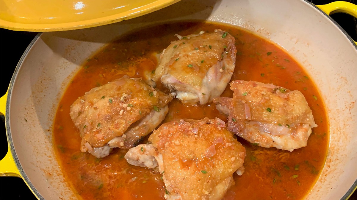 Image of Chicken In Lambrusco and Scallion Olive Oil