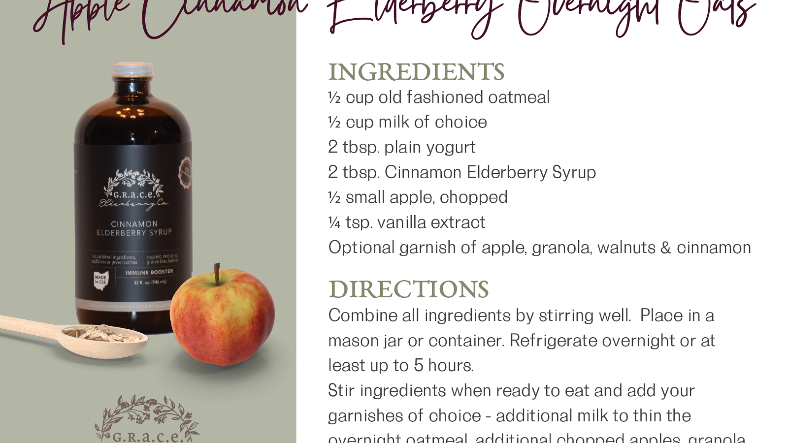 Image of Apple Cinnamon Elderberry Overnight Oats