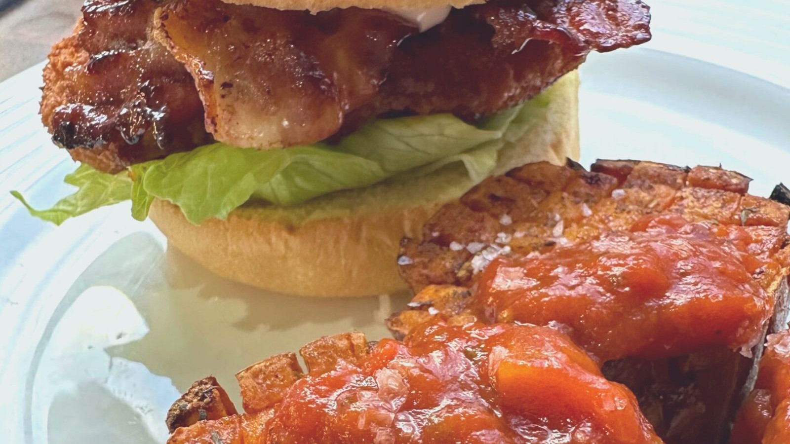 Image of Hot honey chicken & maple bacon burger