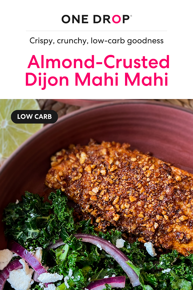 Image of Low-Carb Almond-Crusted Dijon Mahi Mahi + Kale Salad