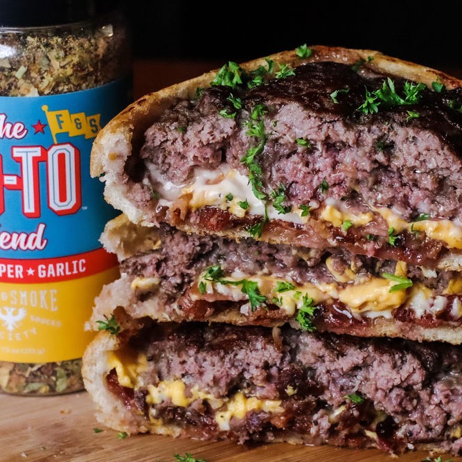Stuffed Cheeseburger Buns with Bacon Jam