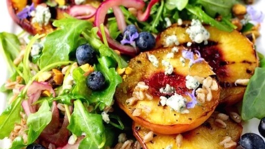 Image of Maple Bourbon Grilled Peach Salad