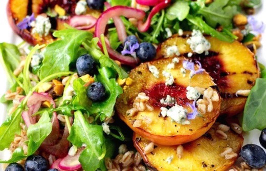 Maple Bourbon Grilled Peach Salad