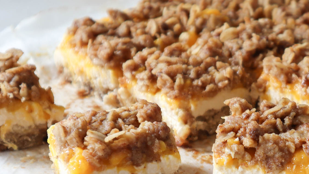 Image of Baked mango breakfast cheesecake bars