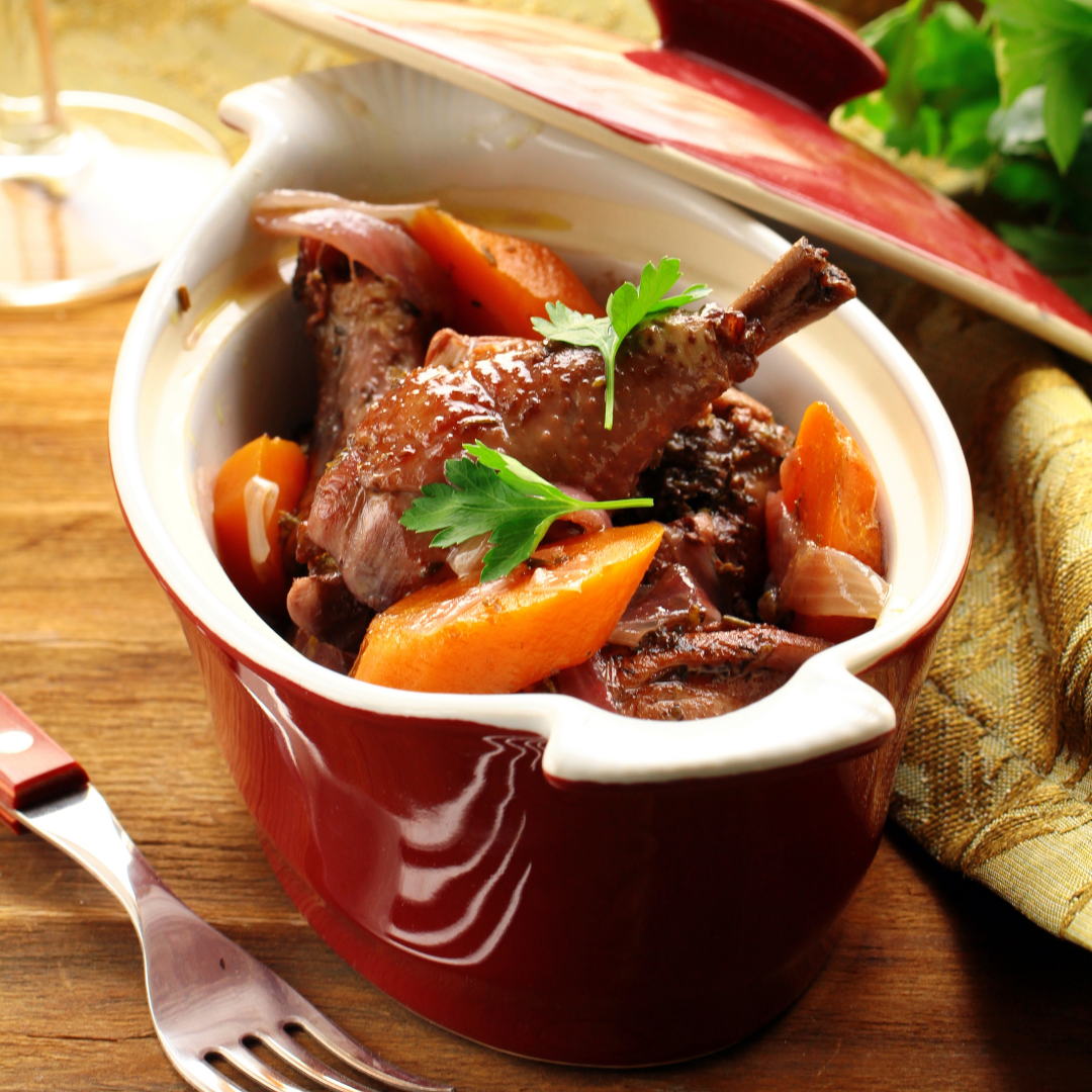 Coq au vin rouge