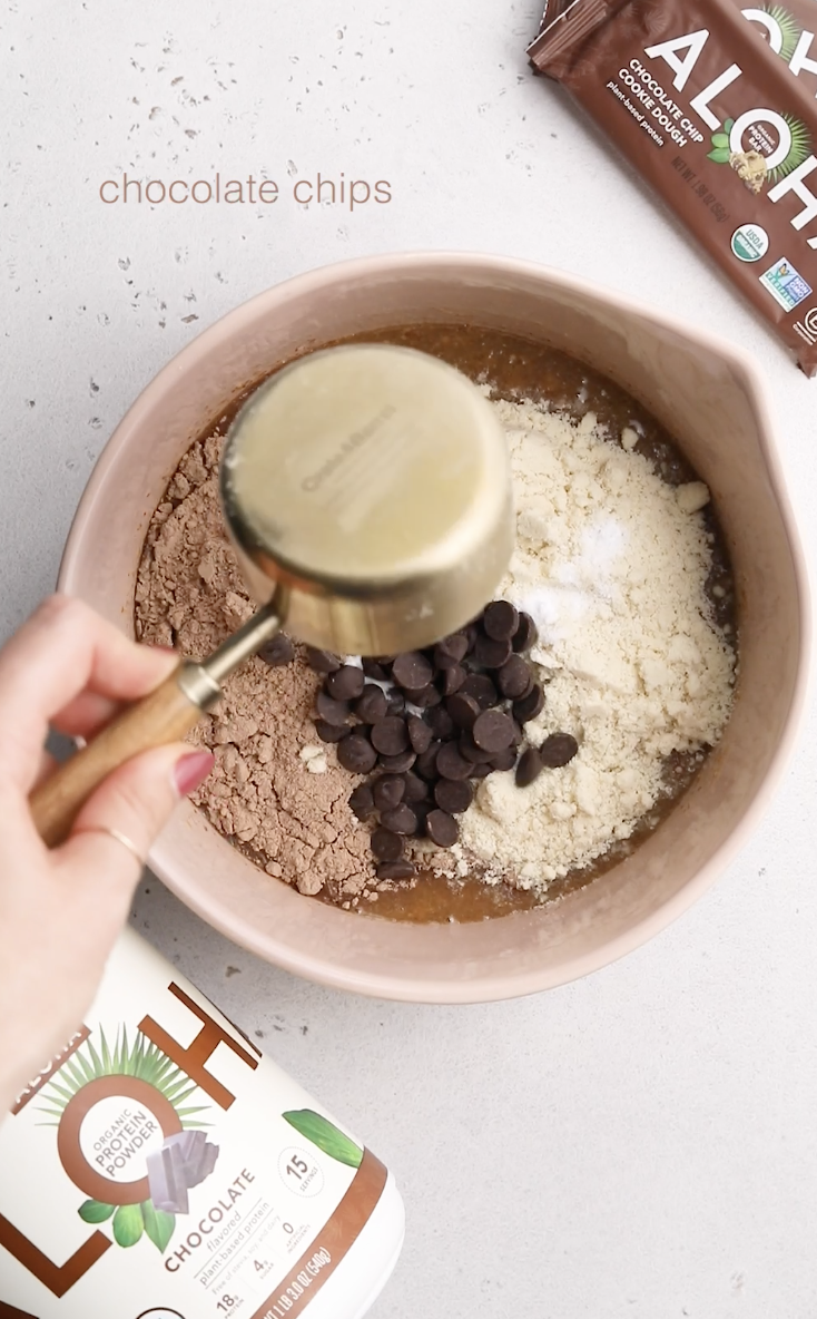 Image of Add in the almond flour, Aloha Chocolate Protein Powder, baking...