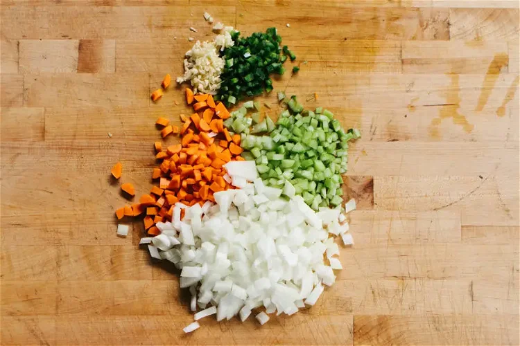 Image of The basics. Mirepoix (onion, carrot & celery), the heat of...
