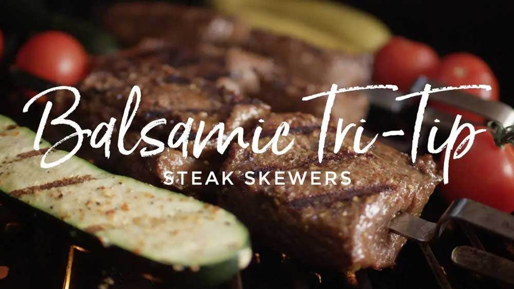 Image of Balsamic Tri-tip Steak Skewers & Grilled Veggies