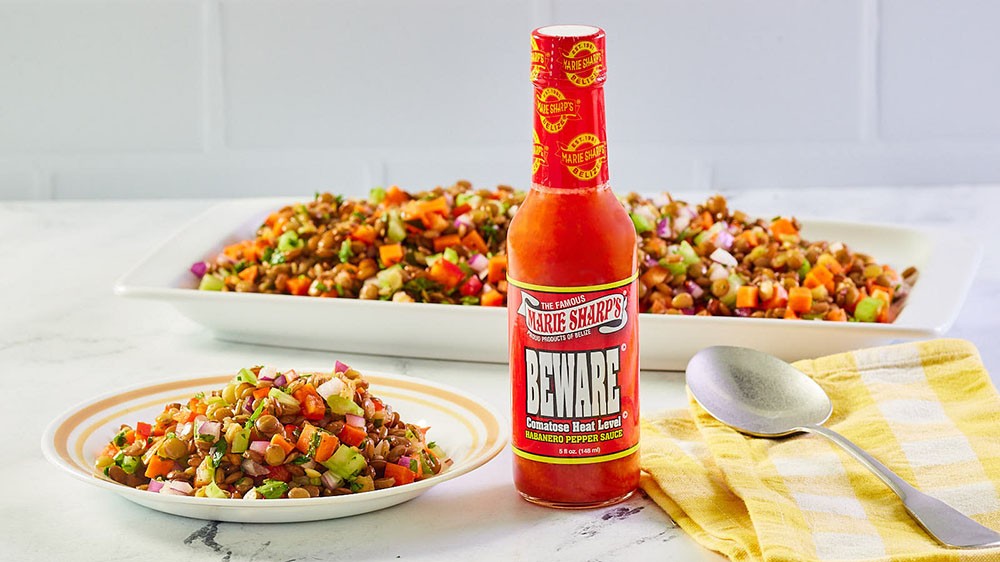 Image of Spicy Lentil Salad with Marie Sharp’s Beware Comatose Habanero Pepper Sauce