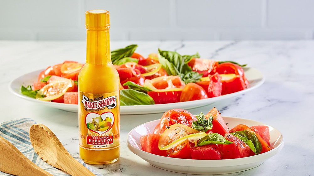 Image of Tomato and Lemon Confit Salad with Marie Sharp’s Mango Habanero Pepper Sauce