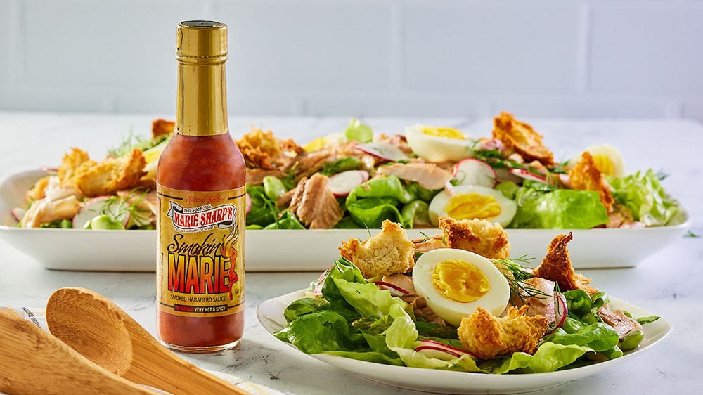 Image of Smoked Trout Caesar Salad with Marie Sharp’s Smokin' Marie Habanero Pepper Sauce