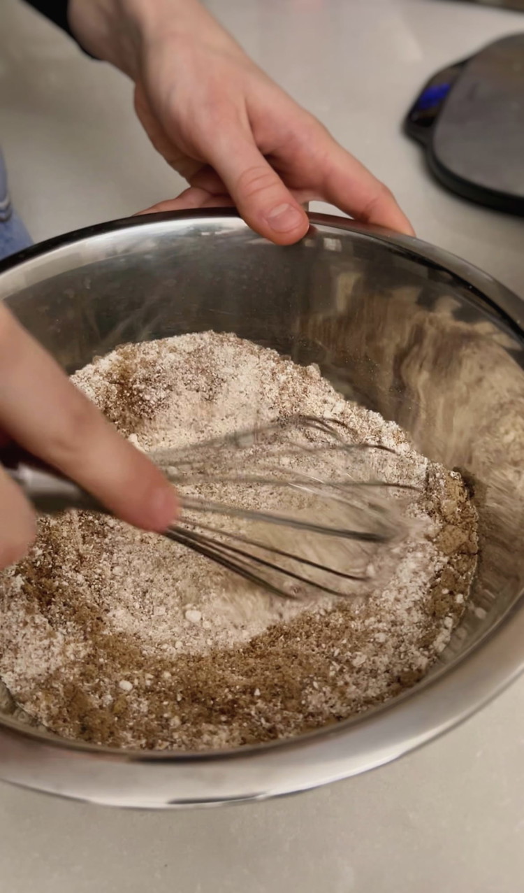Image of In a bowl, combine the flour, sugar, baking powder, and salt.