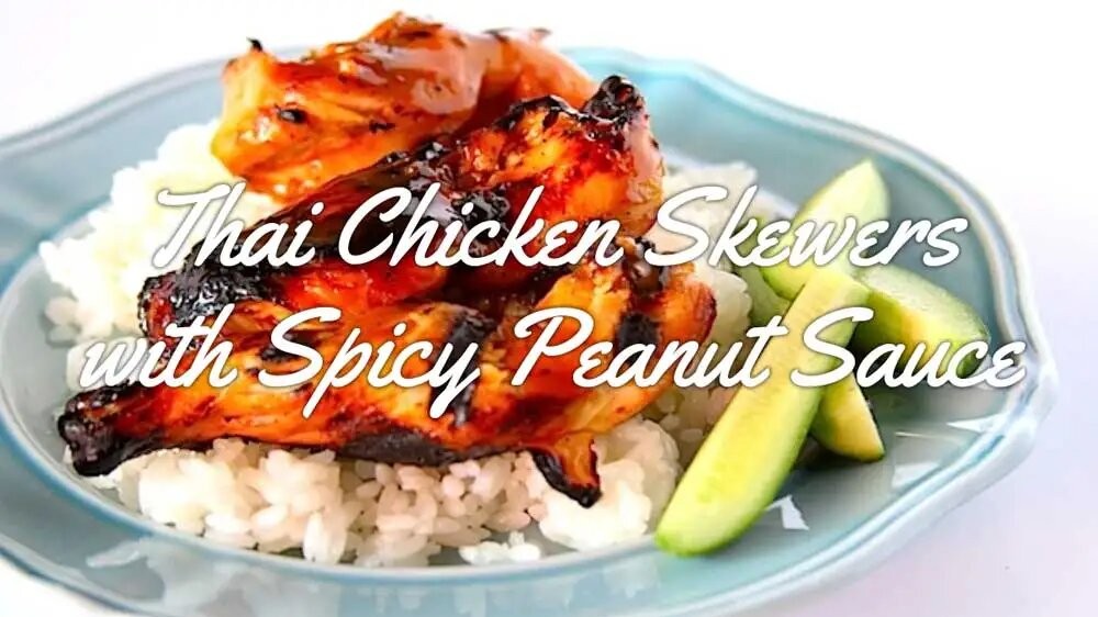 Image of Thai Chicken Skewers with Spicy Peanut Sauce