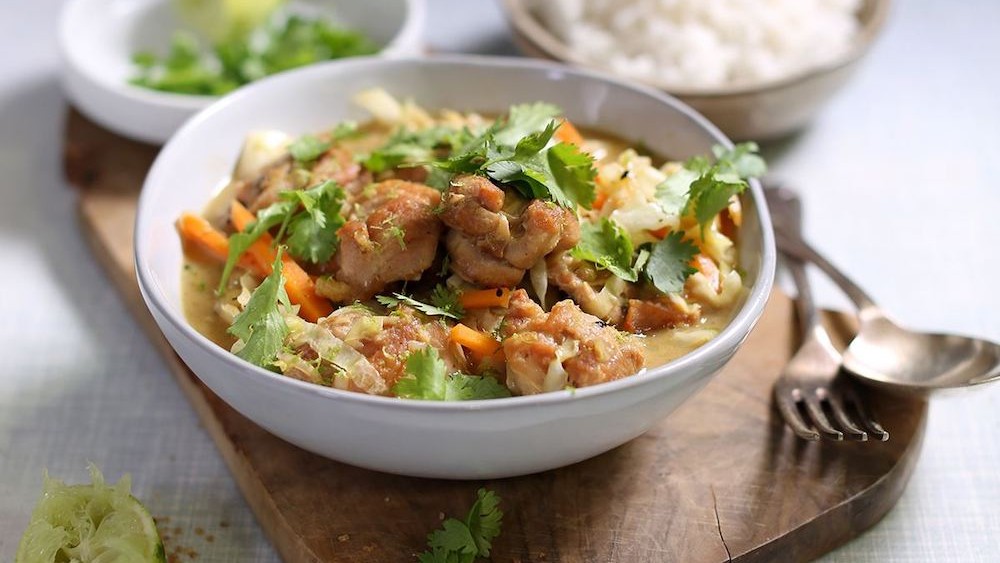 Image of One Pan Thai Chicken Thighs and Cabbage