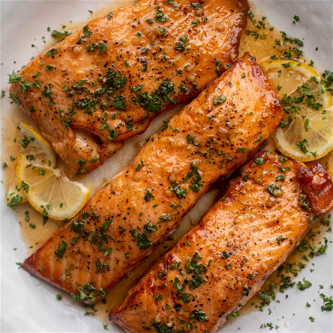 Image of STICKY GARLIC BUTTER SALMON