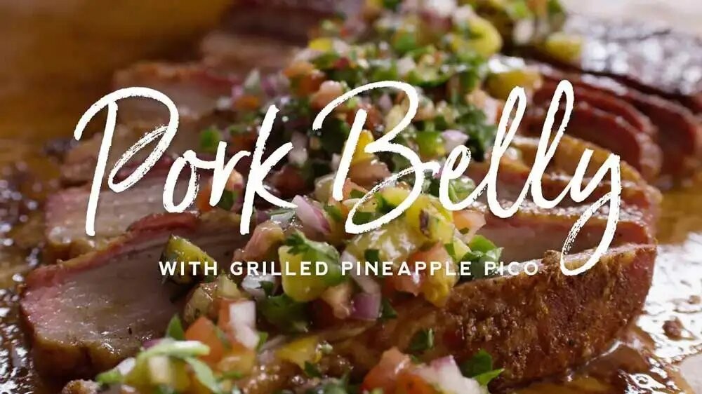 Image of Smoked Pork Belly with Grilled Pineapple Pico de Gallo