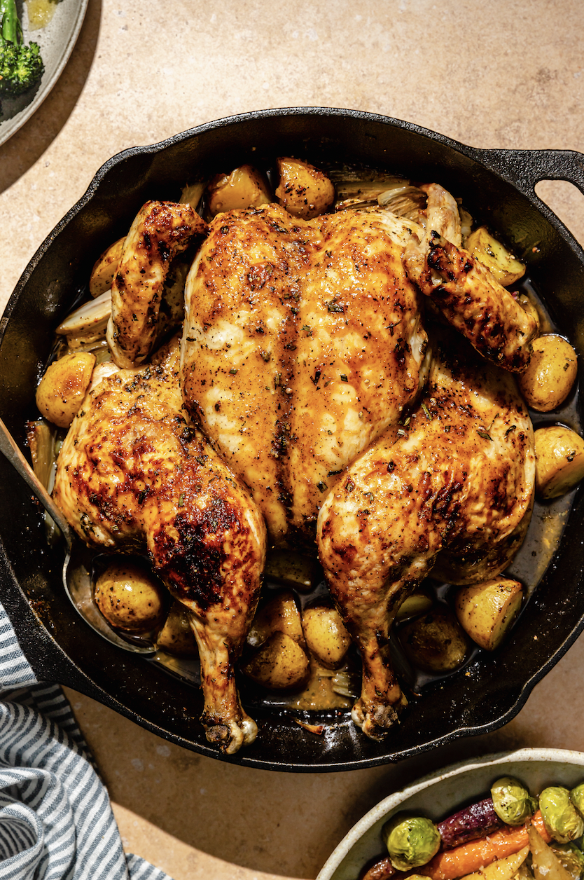 Image of Spatchcocked Honey Dijon Chicken with Potatoes