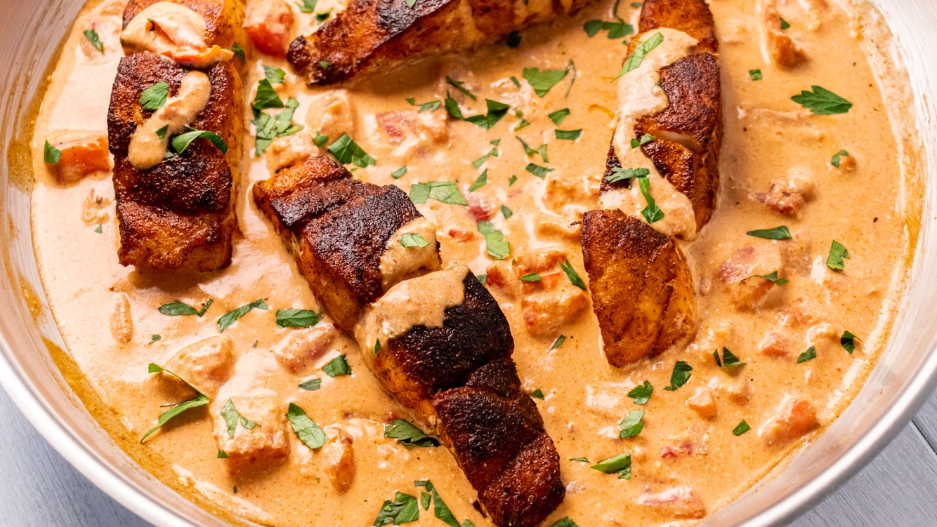 Grilled Red Snapper Recipe served with a Cajun Cream Sauce