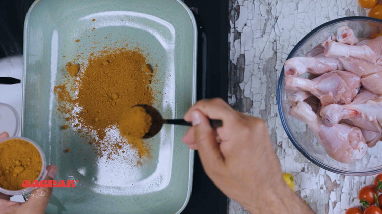 Image of Add 2 tbsp of Punjabi Spice Blend to an oven tray