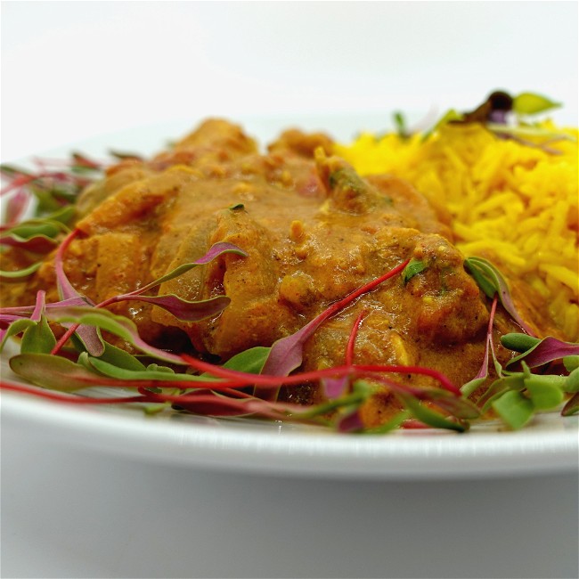 Image of The Best Slow Cooker Chicken Tikka Masala Meal with Farm Fresh Microgreens 