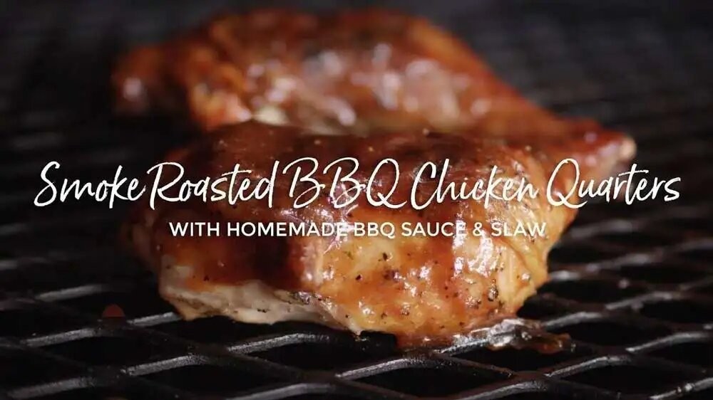 Image of Smoke Roasted BBQ Chicken Quarters with BBQ Sauce