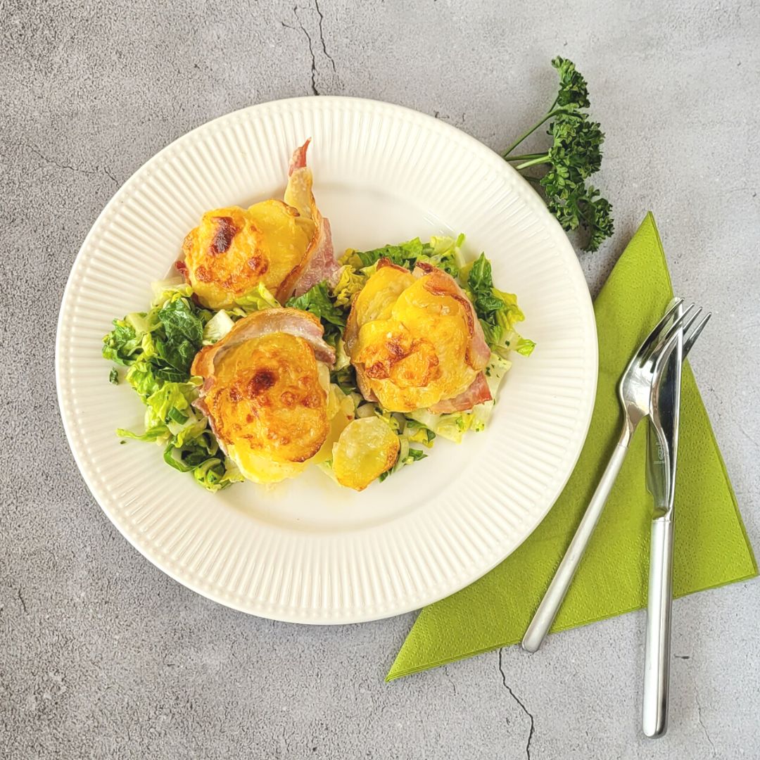Kartoffelgratin Muffins mit Chili & Parmesan, goldbraun & cremig