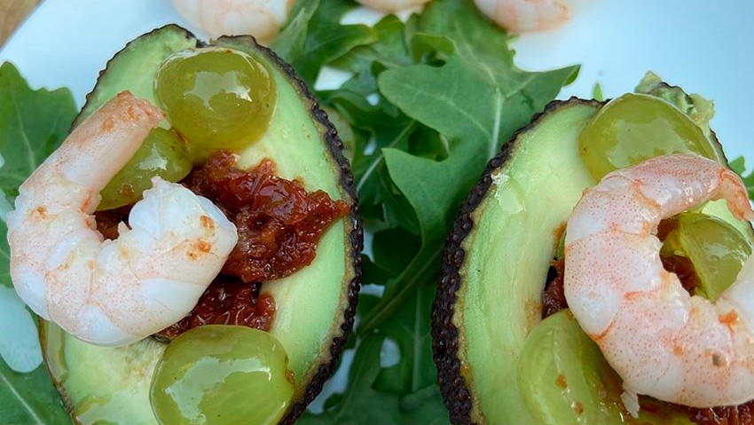 Image of Spiced avocado with prawns