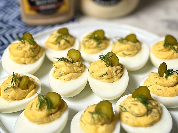 Healthy Dill Pickle Deviled Eggs Recipe