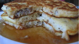 Image of BUTTERMILK PANCAKES WITH MAPLE BACON SAUSAGE